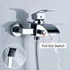 Bathtub Faucet Wall Mounted Tub Sink Thermostatic Shower Black Dual Handle With Handshower Bathroom Bath Shower Set  Mixer Tap 3