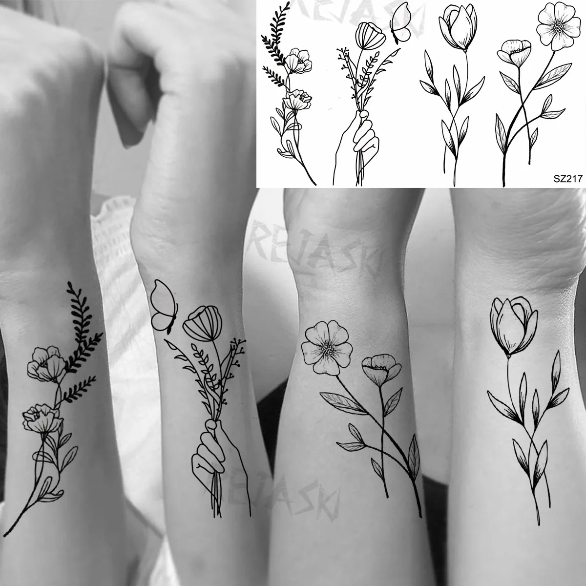 Tatuaggi temporanei del fiore della lavanda dellacquerello per le donne  foglia adulta giglio tulipano moda impermeabile Body Art pittura tatuaggi  decalcomania - AliExpress