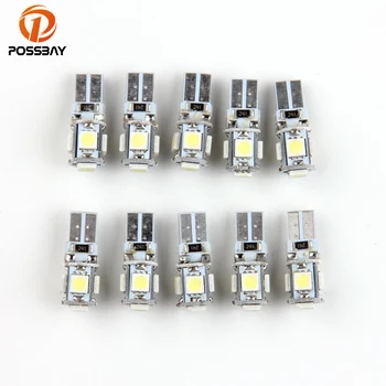 

POSSBAY T10 4/5 SMD LED 5050/1210 12V White Light Led Wedge Auto Car Interior Lamp 10 Pcs