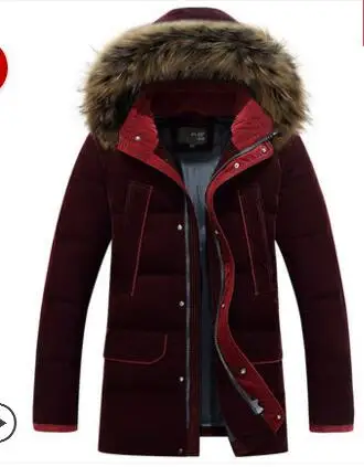 Новинка, Зимняя шерстяная куртка с воротником, 90% утиный пух, мужская деловая мода, теплая Толстая короткая куртка, Мужская брендовая одежда - Цвет: The new red