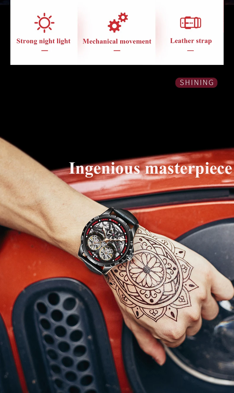 AILANG Original Men's Watch Double tourbillon watch Automatic Hollow-out Machine Watch Men Luminous Waterproof 2020 New design