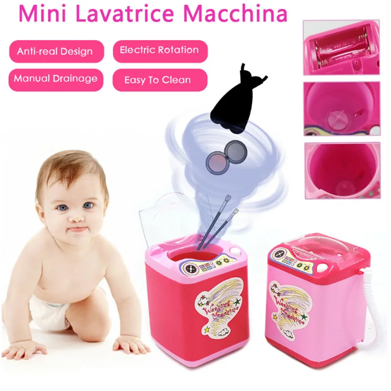 

New Mini Electric Washing Machine Washing Makeup Brush Powder Puff Cleaner Device pretend play kids toys