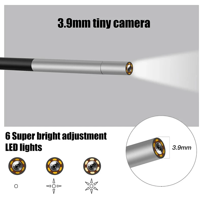 3.9mm Industrial Endoscope Camera 1080P HD 4.3” IPS Screen Pipe Drain Sewer Duct Inspection Camera IP67 Snake Camera WIth 32GB exterior security cameras