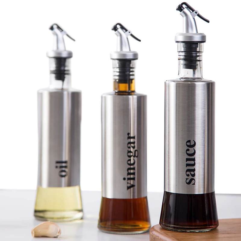 

Gravy Boats Kitchen Leak-proof Glass Oil Container Stainless Steel Sauce Vinegar Condiment Bottle Dispenser Olive Oil Bottle