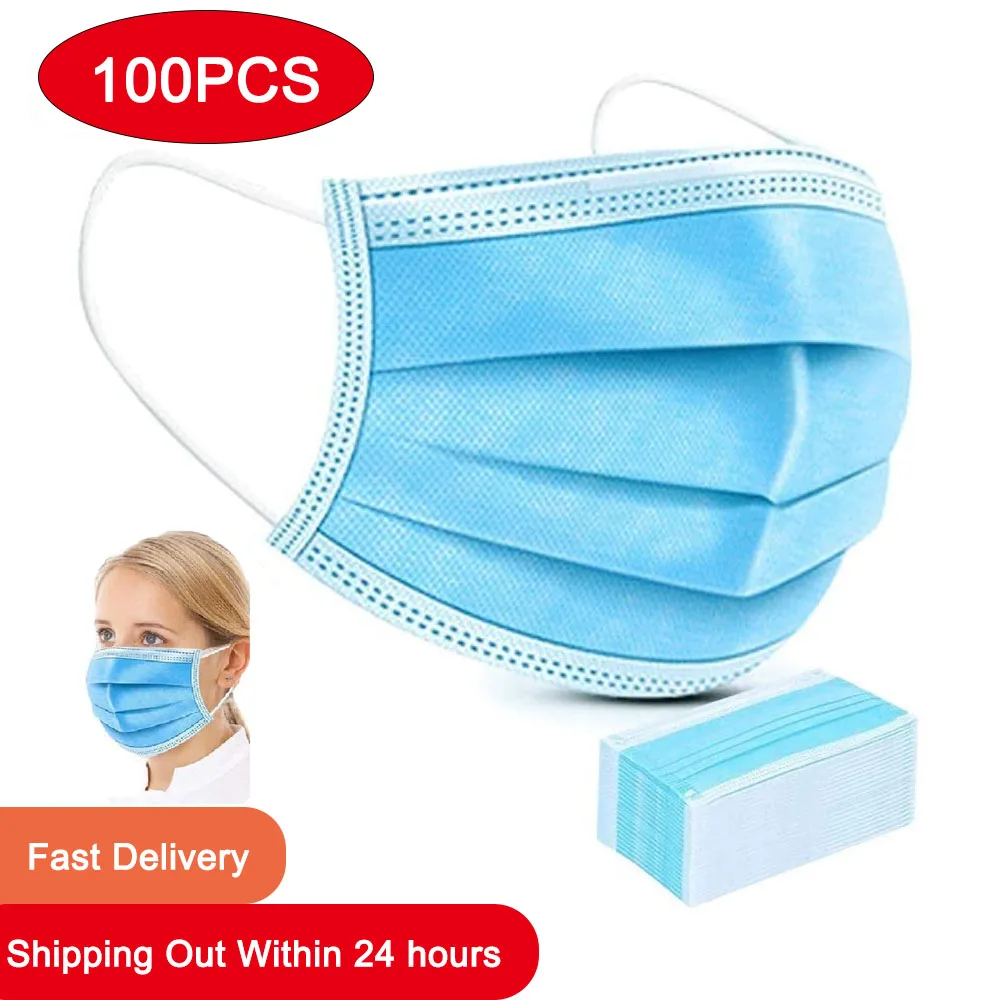 

100pcs Anti-Pollution Non Woven Mask Dust Protection Masks Disposable Face Masks Ear Loop Disposable Dust Filter Safety Mask