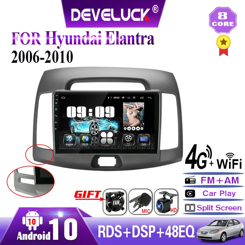 Автомагнитола 2 din 10 0 дюйма Android мультимедийный видеоплеер для Hyundai Elantra 2006 2011 HD GPS
