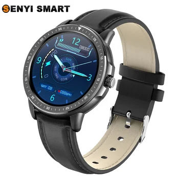 

Men and women models CF19 business smart bracelet full-screen touch leather strap multi-function reminder sports smart watch