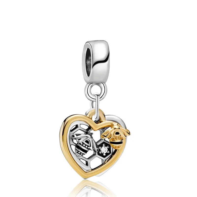 

Fits Original Pandora Charms Bracelet 2020 Summer Collection Pendant Bee Heart Charm Bead Crystal Beads for Women Jewelry Making