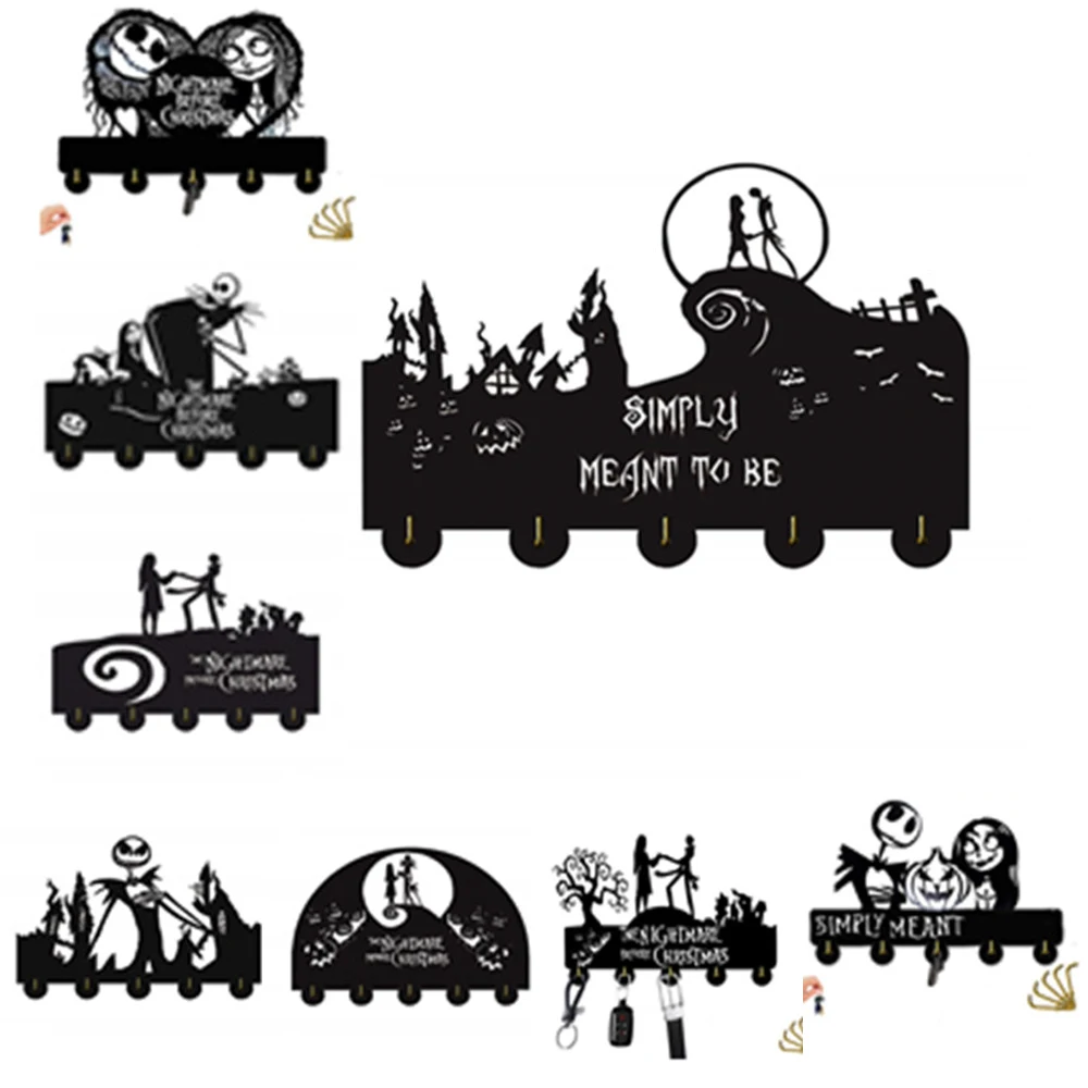 

The Nightmare Before Christmas Key Hooks Wall Hanger Hook Heavy Duty 20LB(Max) Wall Décor Wood Coat Hooks Key Holder Key Hanger