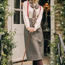 Женская длинная юбка, Осень-зима, модная, в клетку, тонкая, с высокой талией, на спине, с разрезом, на ремне, повседневная, простая, бандажная, женская, s, юбка миди