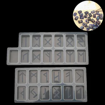 

Rune Stones Wicca Crystals Mold with Engraved Elder Futhark Alphabet Viking Rune Hand Resin Casting Mold Kit Witchcraft Jewerly