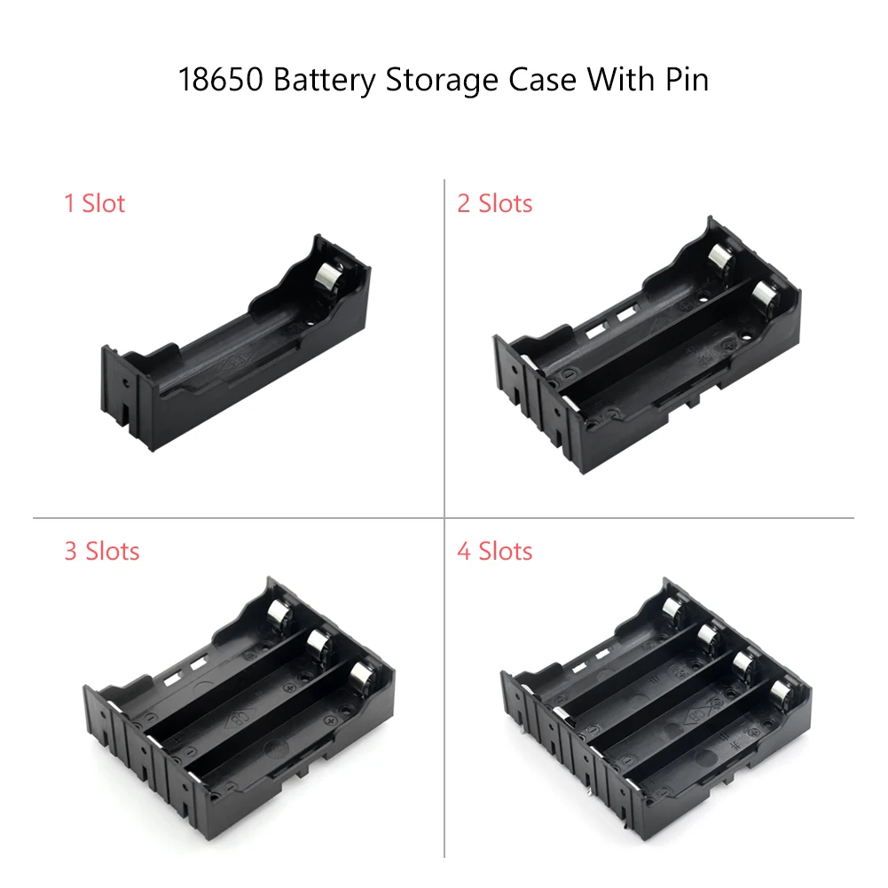 1 2 3 4 Slots 18650 Battery Holder 3.7V Clip Box Case For Rechargeable Li-ion Storage |