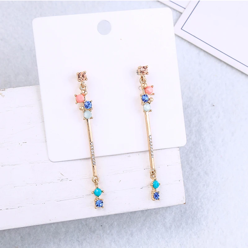 Винтажные серьги-капли золотого цвета цветные серьги с кисточками и кристаллами