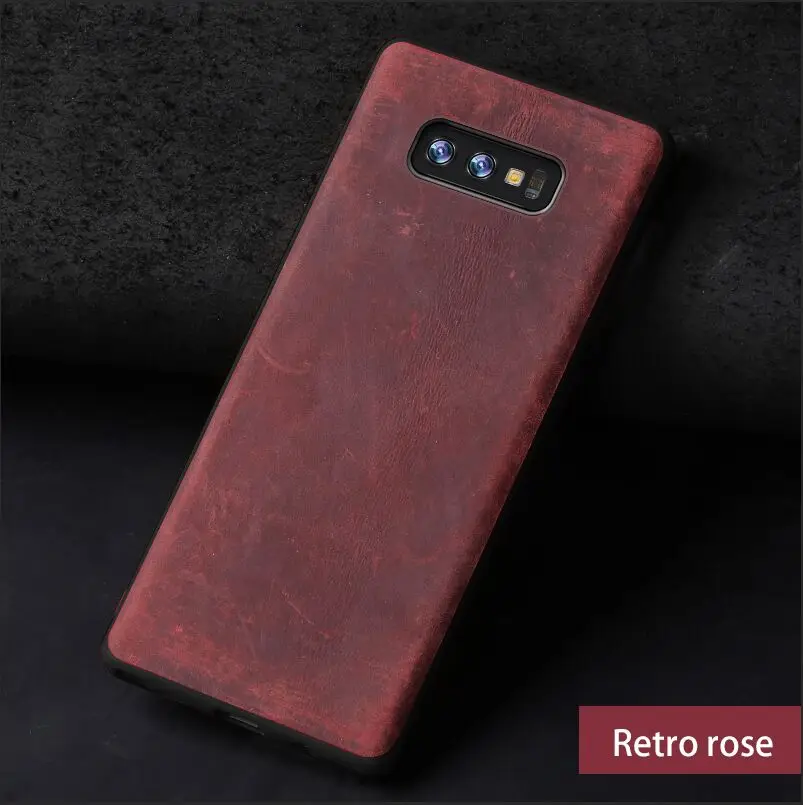 Натуральная подтягивание кожи чехол для samsung Galaxy S10 S8 S9 S7 плюс крышка для A30 A40 A50 A70 A7 A8 S10e Note 8 9 Crazy Horse - Цвет: Красный