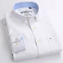 Мужские рубашки в Оксфордском стиле высокого качества размера плюс 4XL, классические рубашки на пуговицах с длинным рукавом, однотонные повседневные рубашки для мужчин