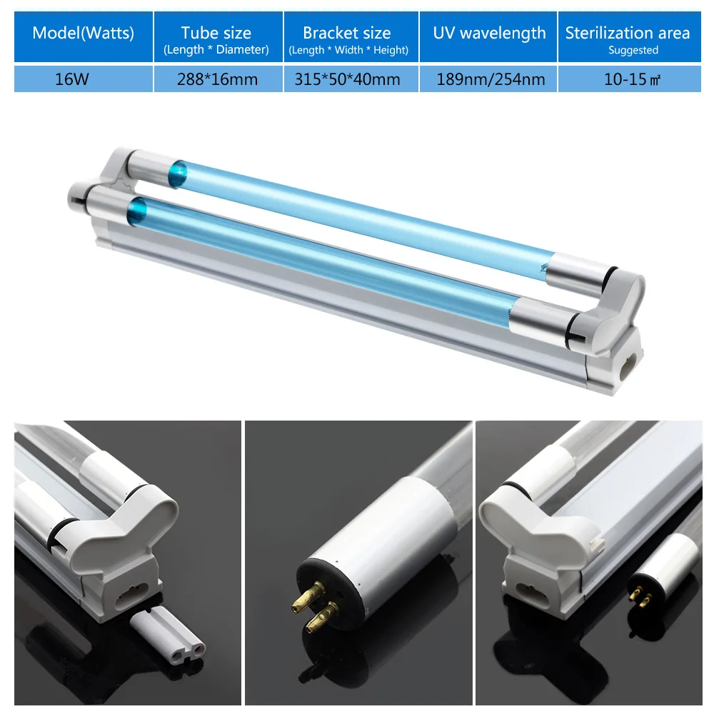 220V Ultraviolet Germicidal Lamp T5 Tube 16W UVC Ozone Double-sterilized for Home / Hospital