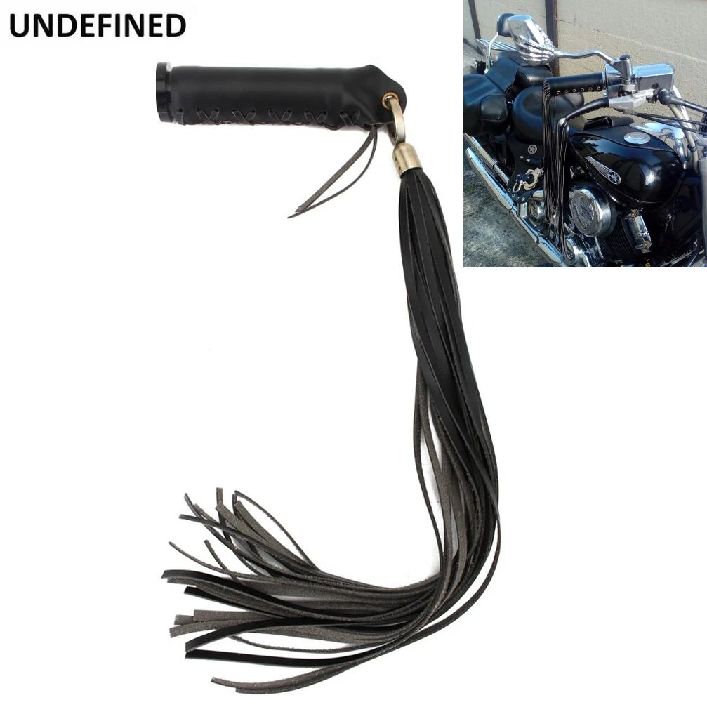 Poignées Moto Franges Cuir Noires - Habillage Guidon Avec Franges - Universel