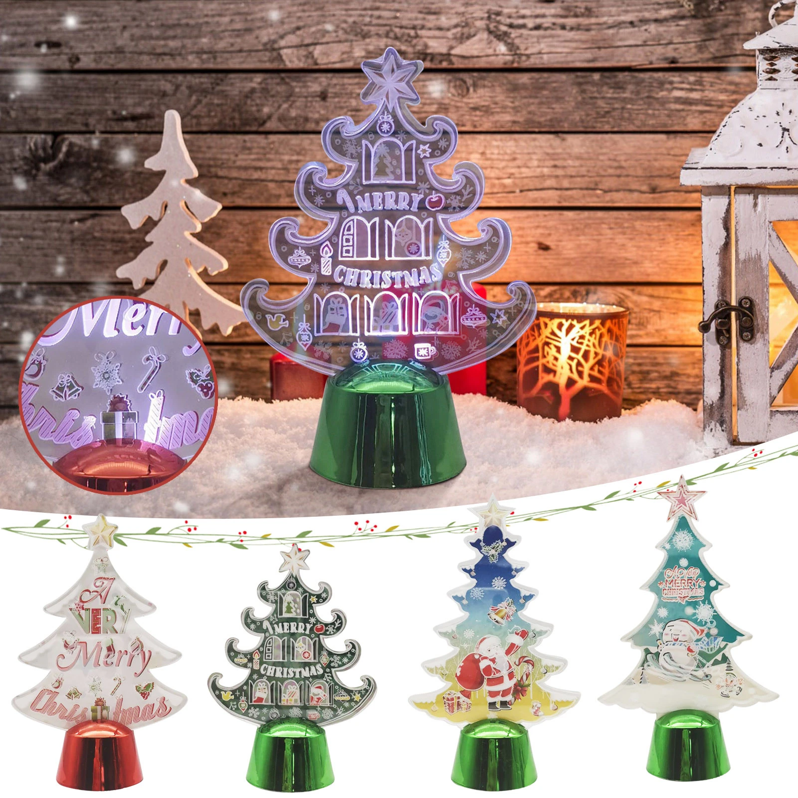 Decorações de natal 2022 led decoração de festa em casa 3d árvore de natal  luz da noite atmosfera cabeceira conduziu a iluminação da mesa decoração de  natal|Decorações de festas DIY| - AliExpress