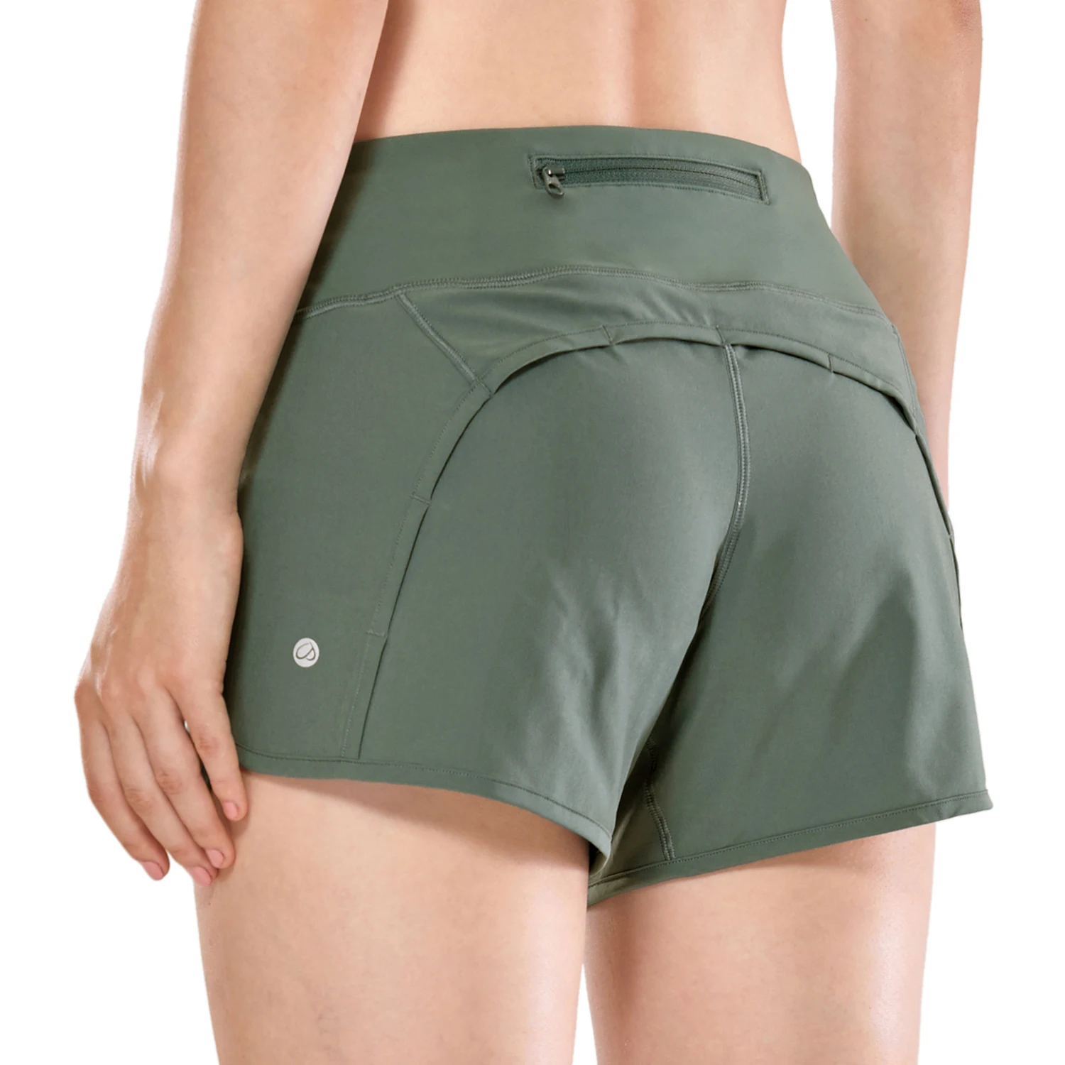 SYROKAN женские спортивные шорты для тренировок и бега с карманом на молнии-4 дюйма - Цвет: Grey Sage14