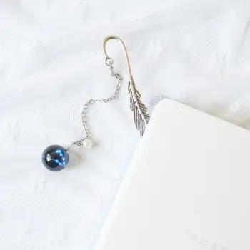 

Creative Noctilucent 12 Constellation Bookmark Pendant Metal Book Marker Stationery School Office Supplies