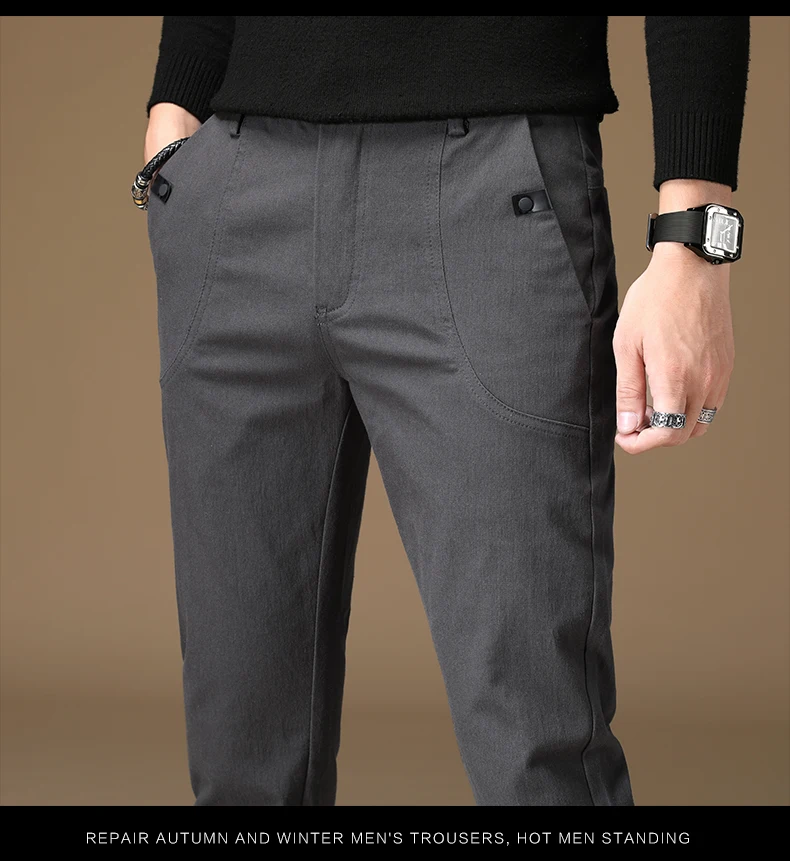 Мужские брюки Тонкий Высококачественный однотонный, стрейч повседневные брюки мужские деловые классические официальные прямые брюки утолщение 28-38