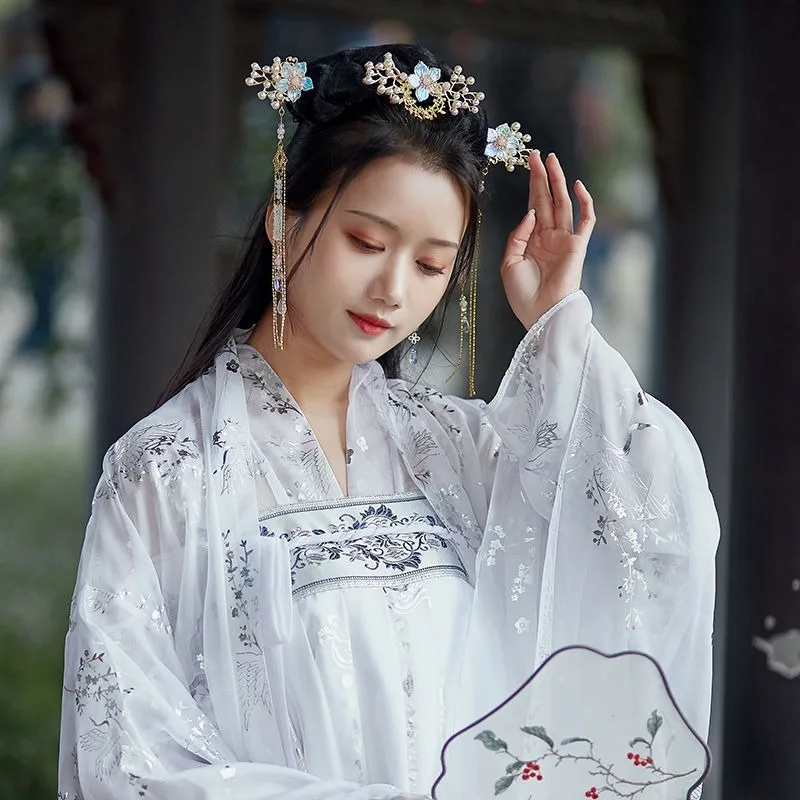 

Autumn/Winter Hanfu Improved Hanfu Women's Ancient Costume Chinese Style Super Fairy Bronzing Big Sleeve Shirt Full Chest Skirt