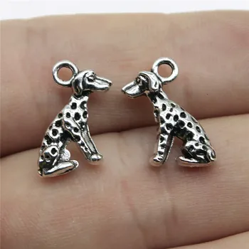 

WYSIWYG 8pcs 15x10mm Lovely Dalmatian Dog Pendant For Jewelry Making Antique Silver Color Dog Pendant Charm