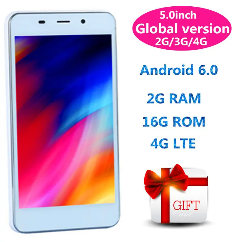 A9 глобальная версия смартфонов четырехъядерный процессор 2G RAM + 16G ROM 4G LTE 5MP камера