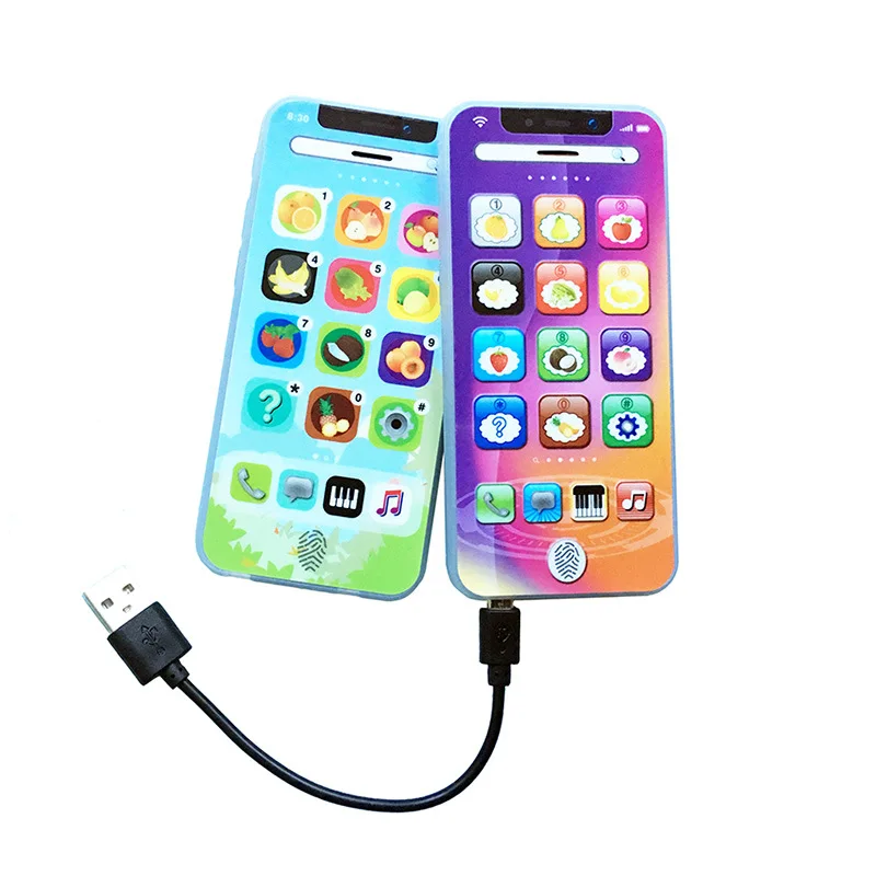 

Hot Selling Children Model Phone Set English Educational Learning Early Learning Machine with USB Charging Cable Toy Mobile Phon