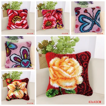 

Flowers Grass Coarse Wool Latch Hook Kits DIY Cross Stitch Carpet Embroidery Plant Series Segment Embroidery DIY Rug Hooking Set