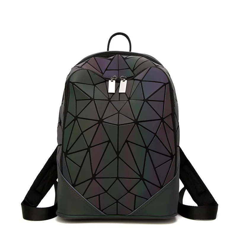 

Dull Polish Night Light Chaos Triangular Backpack 2019 New Style College Backpack Rhombus Joint Travel Large-capacity Backpack W