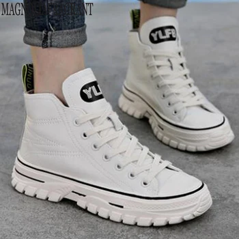 

Fashion Women Sneakers Genuine Leather Casual High help Shoes Woman Comfortable Breathable Female Platform single shoes y650
