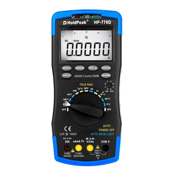 

HoldPeak HP-770D Digital Multimeter Auto Ranging Clamp Meter HFE Testing DC/AC Voltage with Auto Back-Light and 40000 Counts Dis