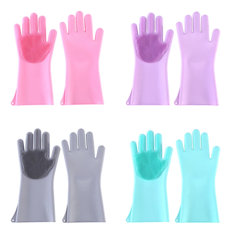 

1 Pair Magic Silicone Cleaning Gloves Kitchen Dish Washing Gloves Multifunction Household Scrubber Rubber Dishwashing Gloves