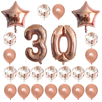 

18 21 30 40 50 60 70 Happy Birthday Party Decorations Adult Rose Gold Star Confetti Number Foil Balloon Anniversary Party Decor