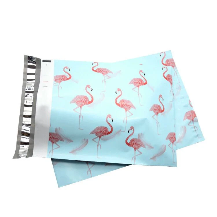 10 шт 10x13 дюймов полиэтиленовый почтовый пакет 25,4x33 см красочные сумки смешанный узор полиэтиленовый почтовый самоуплотняющийся конверты - Color: Green Flamingo