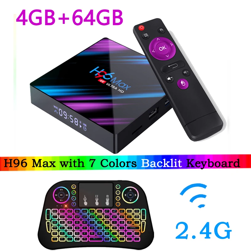 H96 MAX Смарт ТВ приставка Android 9,0 ТВ приставка 4K ТВ приставка 4 ГБ 32 ГБ 64 Гб четырехъядерный медиаплеер Поддержка IP tv PK X96 HK1 - Цвет: 4GB    64GB   J