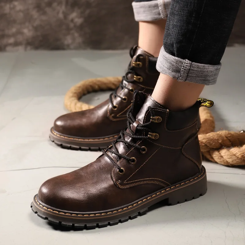 

MOOREGOOD High Quality Brand Men's boots 2020 The New Retro European And American Style Fashion Men Boots Wearable Ankle boots