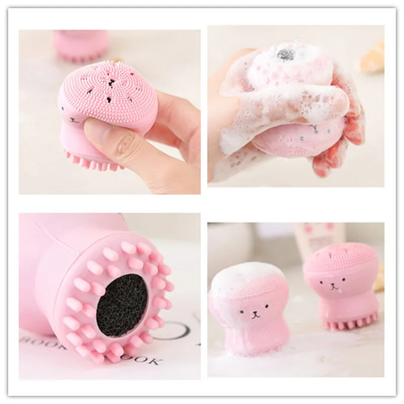 

Facial Brush Exfoliator Cute Animal Octopus Silicone Face Cleaner Brush Deep Cleansing Wash Brush Face Spa Facial Care Tools