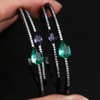 

Newranos Big Circle Hoop Earring Water Drop Clear Stone Earrings CZ Large Round Brincos fr Women Fashion Party Jewelry EGY001582