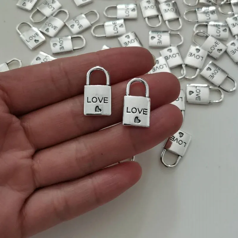 

20*10mm Love Lock Charms Vintage Silver Metal Trendy Jewelry Pendant Charm