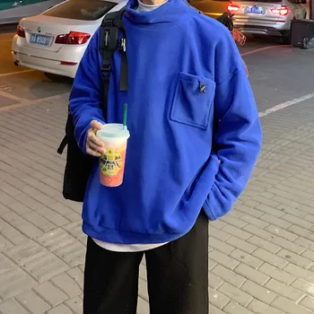 

Men's High Callor Thickening Lamb Pullover Lovers Clothes Loose Coat Hoodies Cotton Casual Keep Warm 3 Color Sweatshirts M-XL