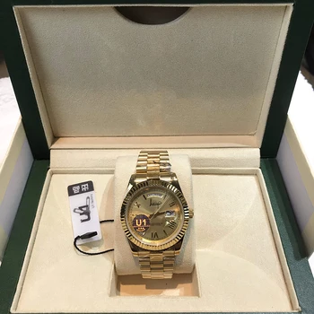 

Limited sale U1 Luxury Brand 18K Gold case Silver dial watch +box and papers Men automatic sweeping movement luxury Watches day-