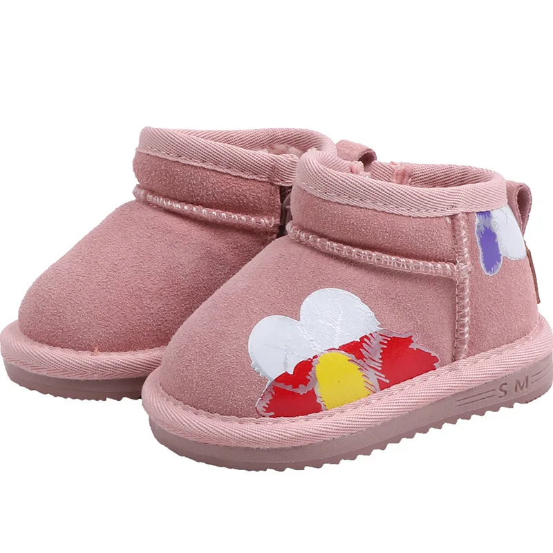 Зимние сапоги из натуральной кожи для детей 1-3 лет; хлопковая обувь для малышей; Теплая обувь; Детские хлопковые сапоги; зимние сапоги для малышей