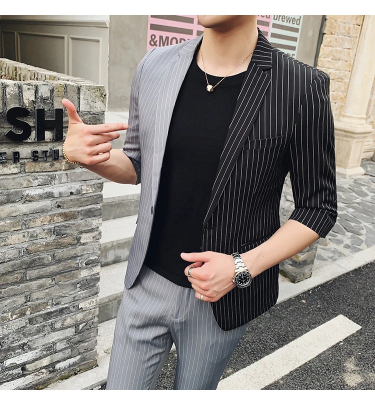 Broek) zwart Wit контрастный стрейп Mannen Pak Voor broiloft Zomer Mannen смокинг костюм Roken Homme Mariage Mannen Pak Slim Fit