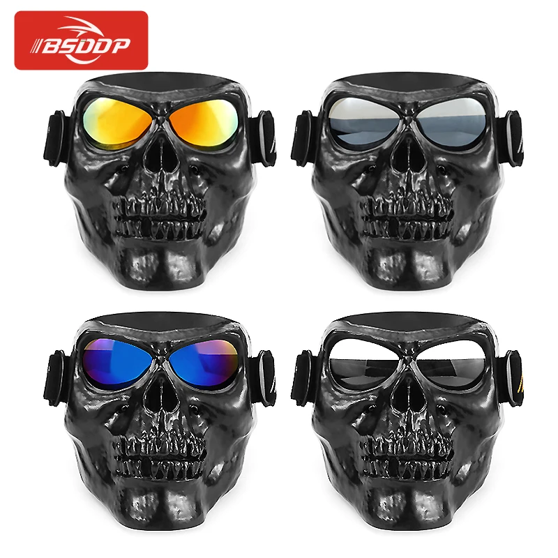 Pack of 2 Goggles Glasses Face Mask Motorcycle Riding Dirt Bike Skull Mask 