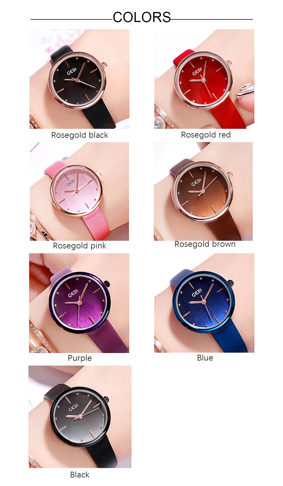 GEDI женские часы лучший бренд класса люкс женские кожаные часы Женские платья женские наручные часы женские Reloj reloj mujer