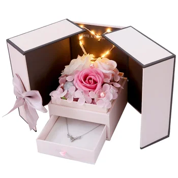 

Soap Flower Rose Artificial Flower With Lamp Multicolor Rose Wedding Flower Decoration Scrap Necklace Gift Box Carnation