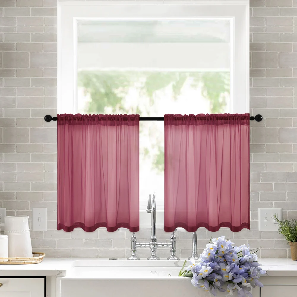 Винные отвесные занавески для спальни кухни окна Короткие Занавески гостиной