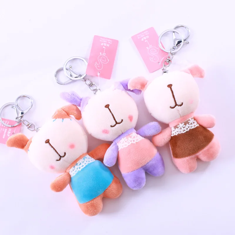 Kawaii плюшевая кукла для ключей брелок с изображением животных панда Слон Лось Собака Обезьяна Игрушка-лиса креативная вешалка подарки - Цвет: bear 02-random color